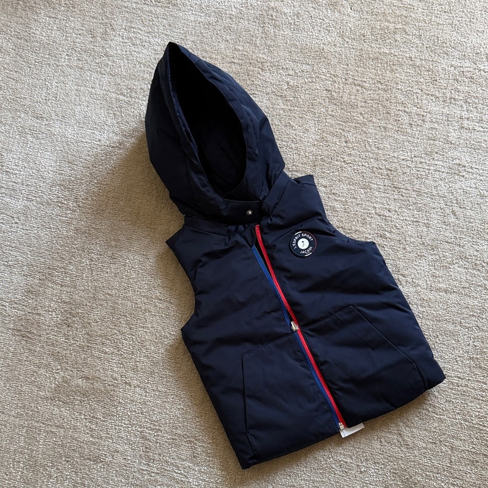 Jacardi Kids Navy Hooded Puffer Vest with Red Trim (3 Yrs)